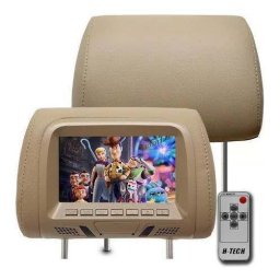 PAR DE ENCOSTO DE CABEÇA AUTOMOTIVO H-TECH - C/ TELA LCD 7 - CONTROLE REMOTO
