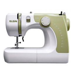 MAQUINA DE COSTURA ELGIN 600 RPMs BRANCO/VERDE - USADA- 220V
