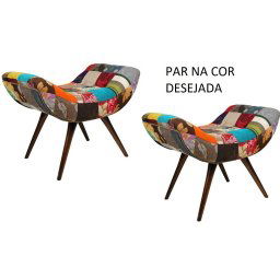 PAR PUFF BANQUETA LYM DECOR TECIDO PATCH WORK PES PALITO