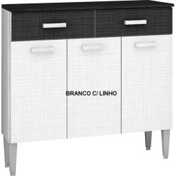 BALCÃO p/ COZINHA 3 PORTAS 2 GAVETAS BRANCO/LINHO