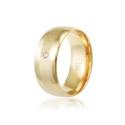 Aliança Folheada a Ouro Recartilhada 8mm com Pedra de Zircônia