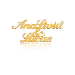 Gargantilha Manuscrito com Corrente Veneziana Prata Folheado Com 2 Nomes Personalizados e 1 Emblema 45cm