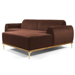 Sofá 245cm 4 Lugares com Chaise Direito Pés Gold Molino C-276 Veludo Terra - Domi