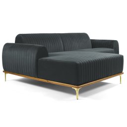 Sofá 245cm 4 Lugares com Chaise Esquerdo Pés Gold Molino C-317 Veludo Cinza - Domi