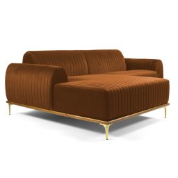 Sofá 255cm 4 Lugares com Chaise Esquerdo Pés Gold Molino C-262 Veludo Telha - Domi