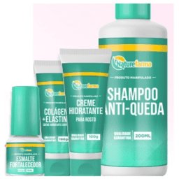 Kit Mulher Que Se Cuida - Hidratante Rosto + Corpo + Esmalte Fortalecedor + Shampoo Anti-Queda