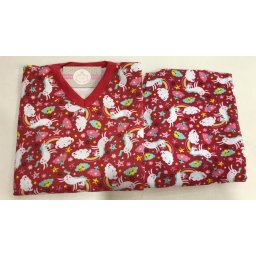 Pijama Feminino Infantil Juvenil Mafessoni Unicórnio Vermelho Moletinho Flanelado 200600