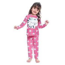Pijama Feminino Infantil Kyly Gatinhos Pink Brilha no Escuro Anti Mosquitos 207527