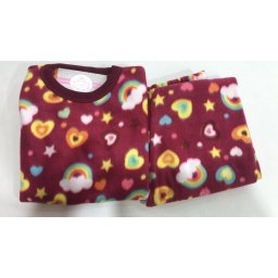 Pijama Feminino Infantil e Juvenil Mafessoni Coração e Arco Iris Estampado em Soft Super Quente 200339