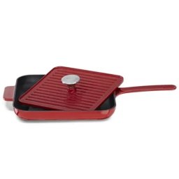 FRIGIDEIRA GRILL EM FERRO FUNDIDO KITCHENAID C/ PRENSA VERMELHA