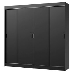 GUARDA ROUPA CASAL MADESA C/ 4 PORTAS DE CORRER - 3 GAVETAS - PRETO