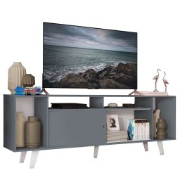 RACK PARA SALA ESTANTE - P/ TV ATE 65 POL- CINZA/BRANCO