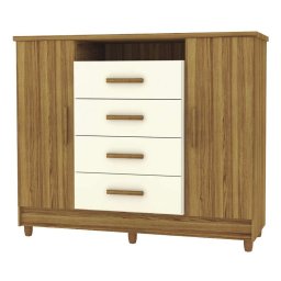 COMODA SAPATEIRA 4 GAVETAS 2 PORTAS - CASTANHO