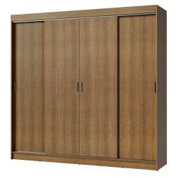 GUARDA ROUPA CASAL C/ 4 PORTAS DE CORRER E 3 GAVETAS - MARROM