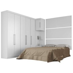 QUARTO DE CASAL MODULADO 7 PEÇAS DEMOBILE - C/ 6 PORTAS E 5 GAVETAS - BRANCO