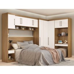 GUARDA ROUPA DE CASAL MODULADO DEMOBILE - C/ 10 PORTAS E 2 GAVETAS - AMENDOA/BRANCO