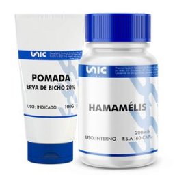 Kit tratamento contra hemorroida com Erva de Bicho 100g e Hamamélis 60cáps