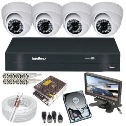 Kit Cameras Dome com Dvr Intelbras Hd 500gb Monitor 7 Pol