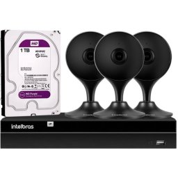 KIT INTELBRAS COM 3 CAMERAS DE SEGURANÇA FULL HD C/ WIFI, AI - NVR 4 CANAIS 6MP - 1 HD 1TB
