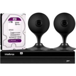 KIT INTELBRAS 2 CAMERAS C/ INTELIGENCIA ARTIFICIAL FULL HD - 1 NVR C/ 4 CANAIS 6MP - 1 HD 1TB