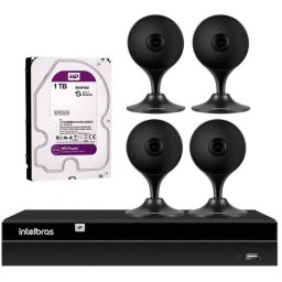 KIT INTELBRAS COM 4 CAMERAS DE SEGURANÇA FULL HD WIFI IA + NVR 4 CANAIS 6MP + HD 1TB