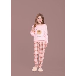 Pijama Feminino Infantil Lua Lua Fleece Bear me Sleep extremamente quente 175777