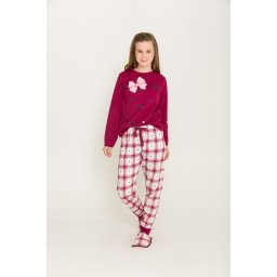 Pijama Feminino Evanilda juvenil So Cute em Algodão Flanelado 25010034