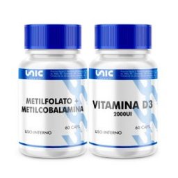 Metilfolato + Metilcobalamina E Vitamina D3 - 60 Cápsulas