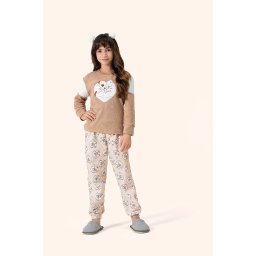 Pijama Feminino Infantil Longo Lua Encantada Soft Extra Quente Urso Apaixonado 15180011