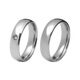Aliança em aço inox anatômica 5mm lisa / Aliança em aço inox anatômica 5mm e pedra de zircônia de 2mm