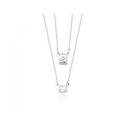 Gargantilha de Prata 925 Escapulário Nossa Senhora do Carmo Cristal 70cm