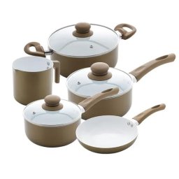 JOGO 5 PANELAS EM ALUMÍNIO E CERÂMICA C/ CABO DE SILICONE