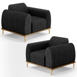 Kit 2 Poltronas Decorativas Base Gold Molino D06 Linho D-465 Chumbo - Mpozenato