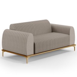 Sofá 210cm 3 Lugares Base Gold Molino D06 Linho C-370 Bege - Mpozenato