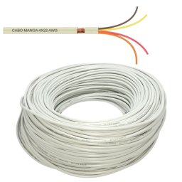 Cabo Manga 20 Metros 4 Vias 22 AWG (4x22AWG) para Automação Comercial e Iluminação de Piscinas LED RGB