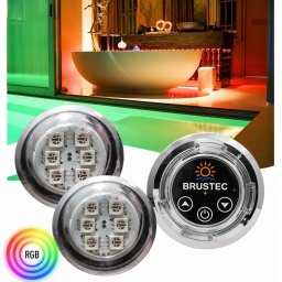Kit Iluminação Multicolorida para Banheira com 2 Refletores Led 1W RGB e Painel de Comando - Brustec