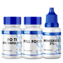 Kit Minoxidil 5% + Fo-ti 60Caps + Pill food 60Caps