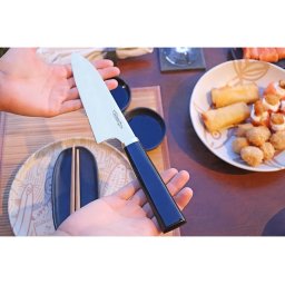 Faca Japonesa 7" Zakharov Deba Bocho Cabo De Acrílico Para Canhotos No Estojo De Madeira - Preto