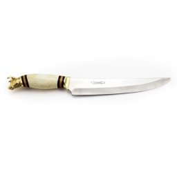 Faca Para Churrasco 9" Zakharov Golden Bull Cabo De Osso No Estojo De Madeira - Marfim