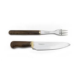 Kit Para Churrasco E Cozinha 8" Zakharov Chef Garfo No Estojo De Madeira - Marrom
