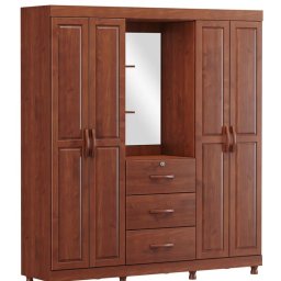 GUARDA ROUPA FINESSE BRONZE 4 PORTAS 3 GAVETAS C/ ESPELHO
