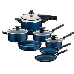 JOGO DE PANELAS ANTIADERENTES 7 PC C/ PANELA DE PRESSÃO TRAMONTINA - AZUL