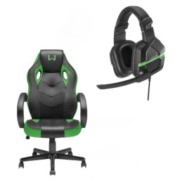 CADEIRA GAMER VERDE COM HEADSET GAMER STEREO P3 VERDE MULTILASER