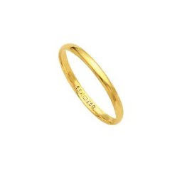 Aliança Anatômica Light de Ouro 18k 750 Largura 2.00mm Altura 0.80mm