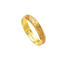 Aliança de Ouro 18k 750 e Ouro Vermelho Largura 4.00mm Altura 1.00mm