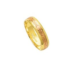 Aliança de Ouro 18k 750 e Ouro Vermelho Largura 5.00mm Altura 1.00mm