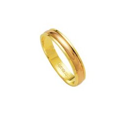 Aliança de Ouro 18k 750 e Ouro Vermelho Largura 4.10mm Altura 1.50mm
