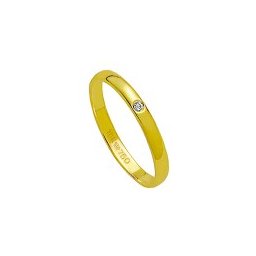 Aliança de Ouro 18k 750 com 1 Brilhante de 1.00 Pontos Largura 2.50mm Altura 1.00mm