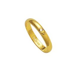 Aliança de Ouro 18k 750 com 1 Brilhantes de 2.25 Pontos Largura 3.20mm Altura 1.50mm
