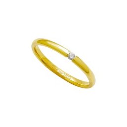 Aliança Anatômica de Ouro 18k 750 com 1 Brilhante1 de 3.50 Pontos Largura 2.00mm Altura 1.50mm